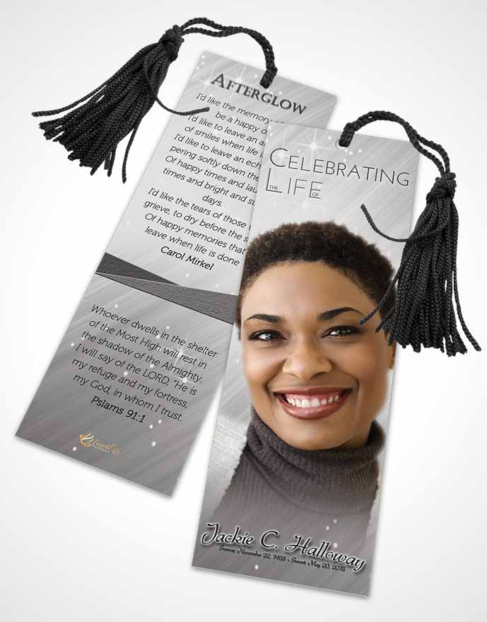 Funeral Bookmark Template Black and White Serenity