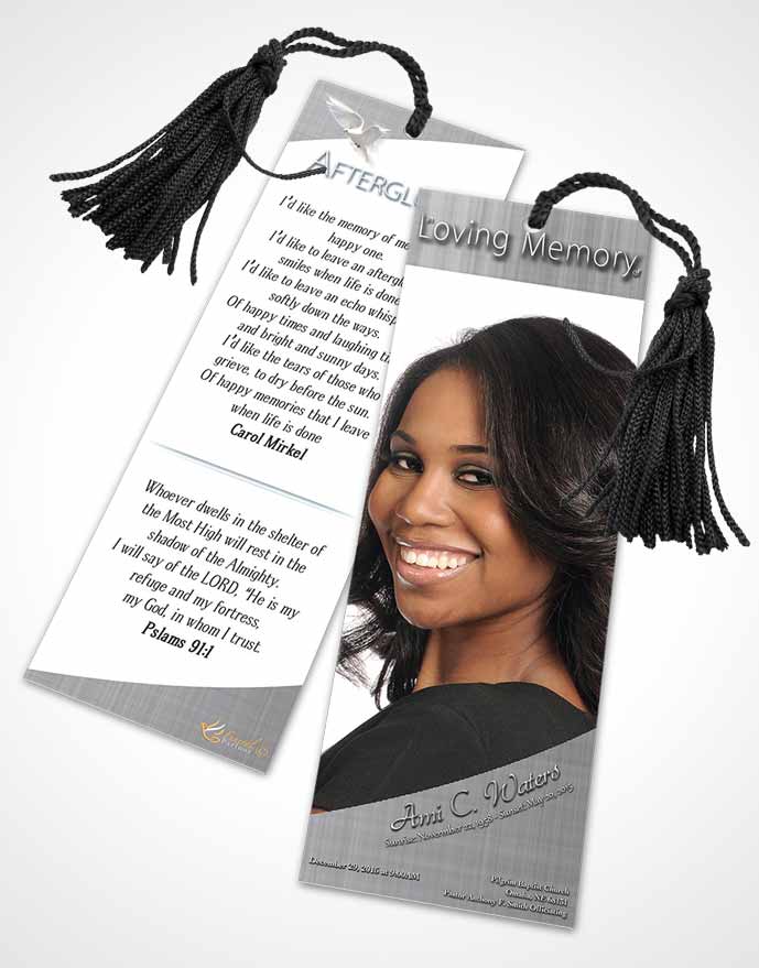 Funeral Bookmark Template Black and White Simplicity