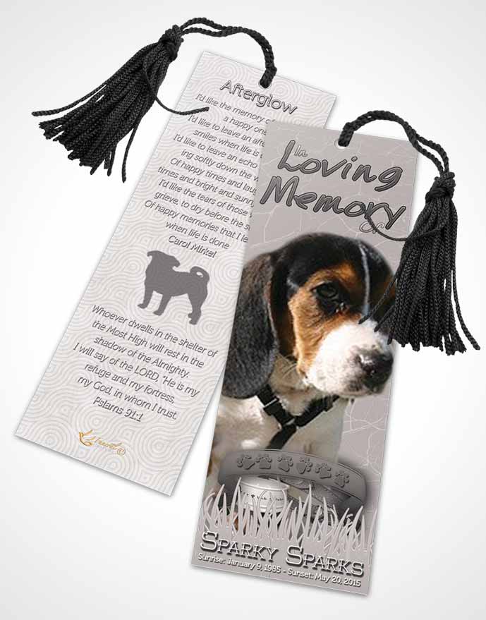 Funeral Bookmark Template Black and White Sparky the Dog