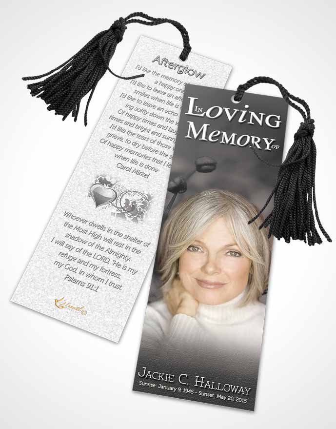 Funeral Bookmark Template Black and White Summer Flowers