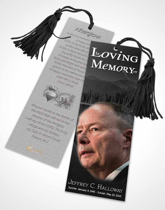 Funeral Bookmark Template Black and White Summer Lake