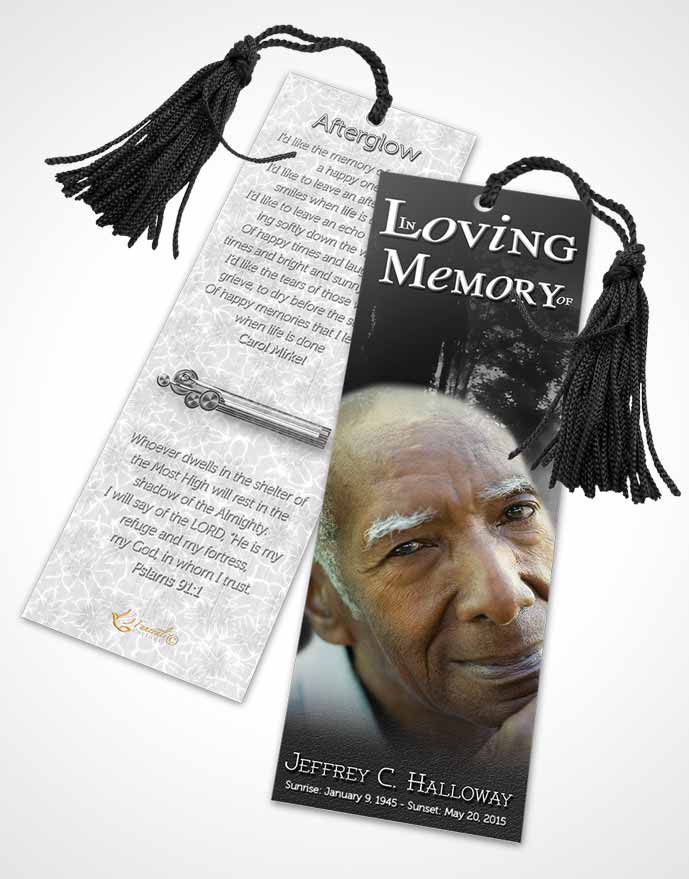 Funeral Bookmark Template Black and White Summer Reflection