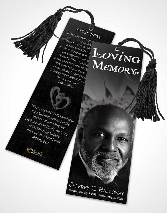 Funeral Bookmark Template Black and White Sunflower