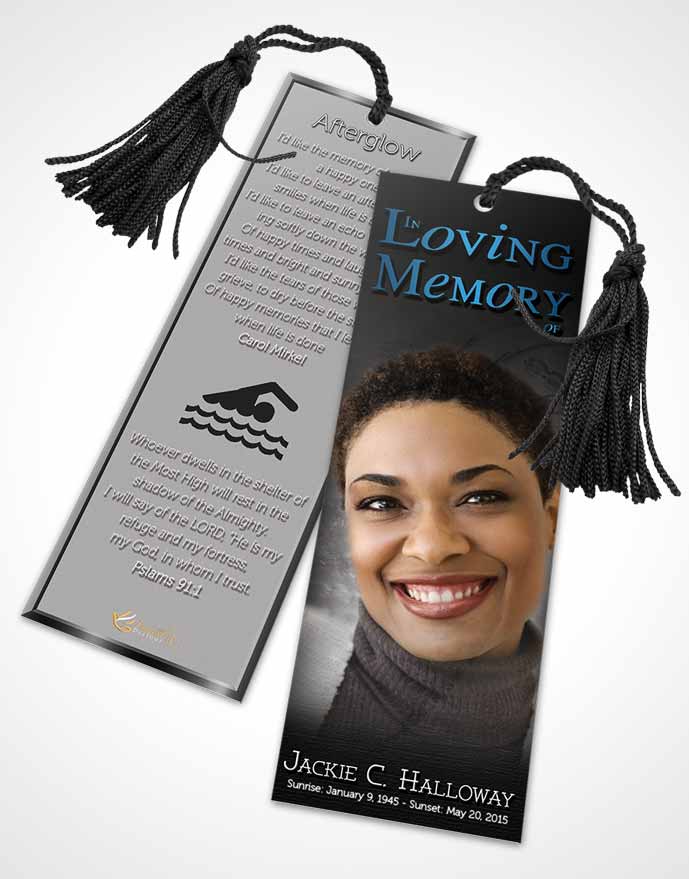 Funeral Bookmark Template Black and White Swimming Desire