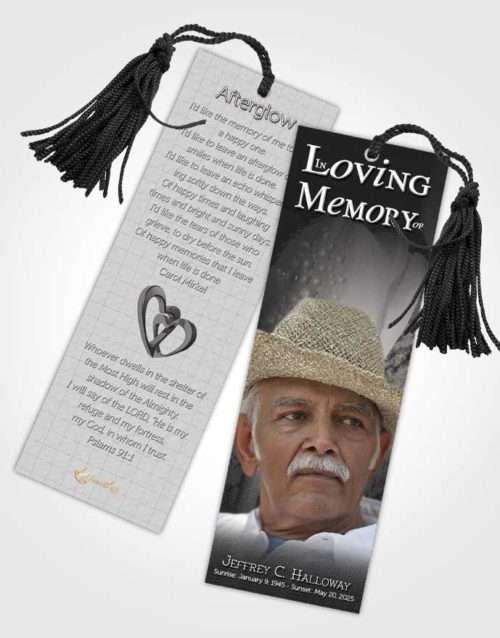 Funeral Bookmark Template Black and White Tulip Garden