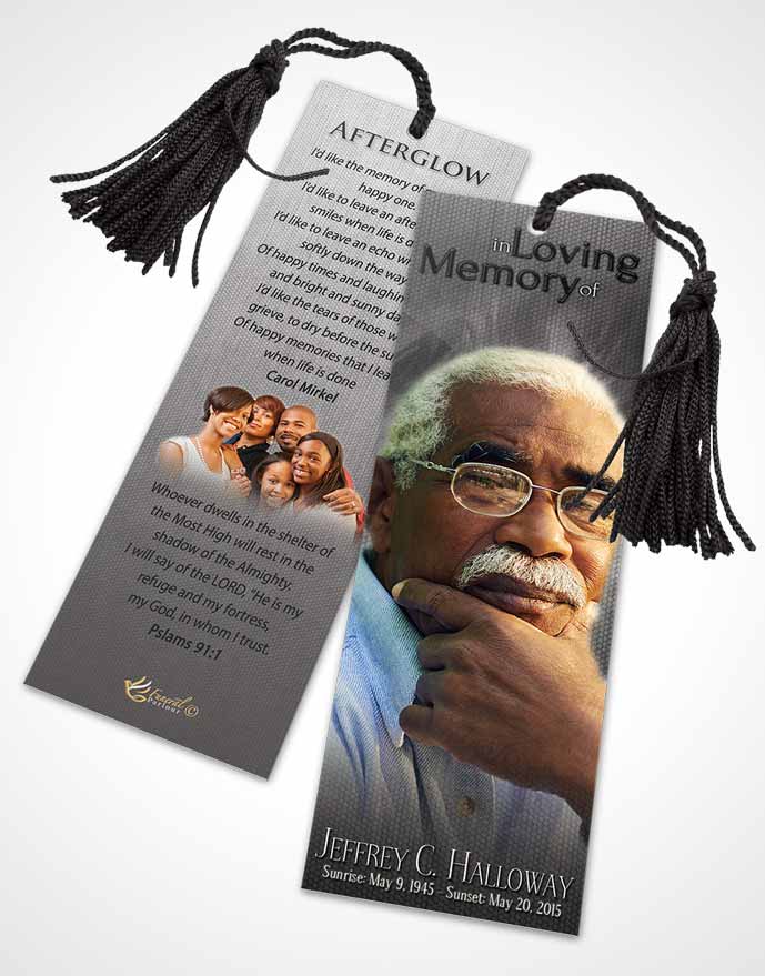 Funeral Bookmark Template Black and White Universal Lights
