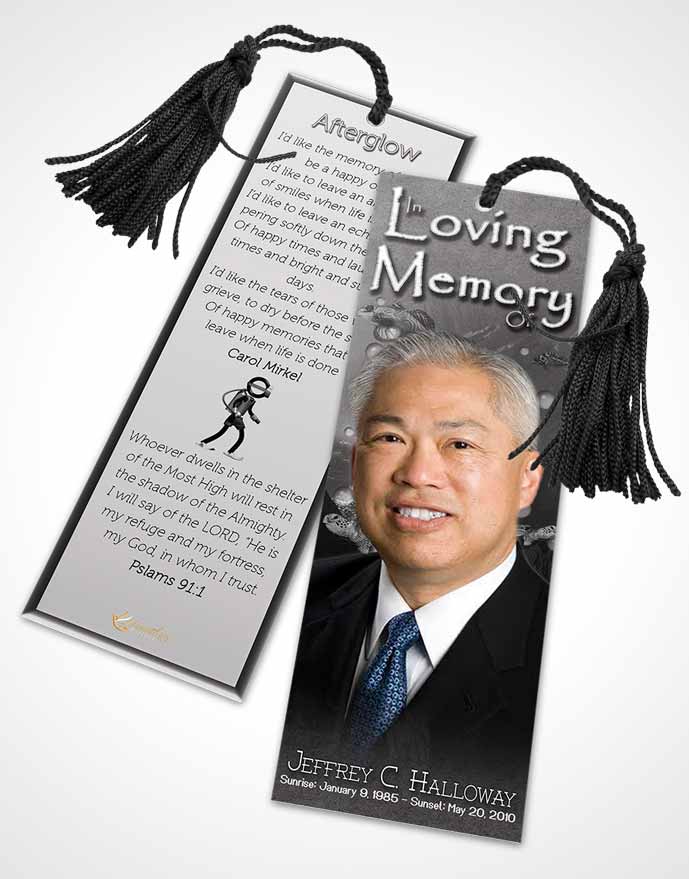 Funeral Bookmark Template Black and White Water Lover