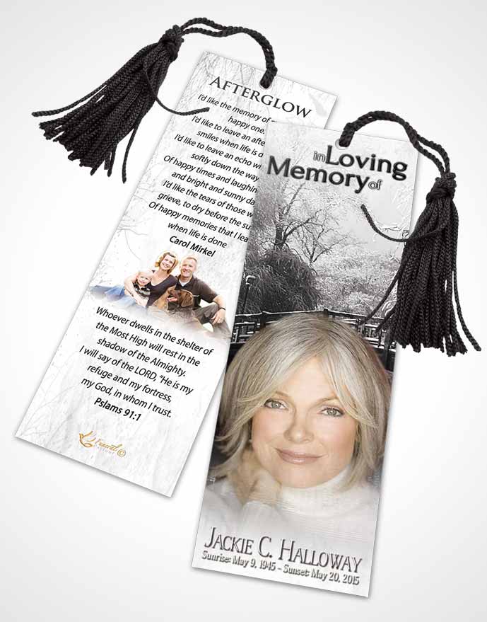 Funeral Bookmark Template Black and White Winter Paradise
