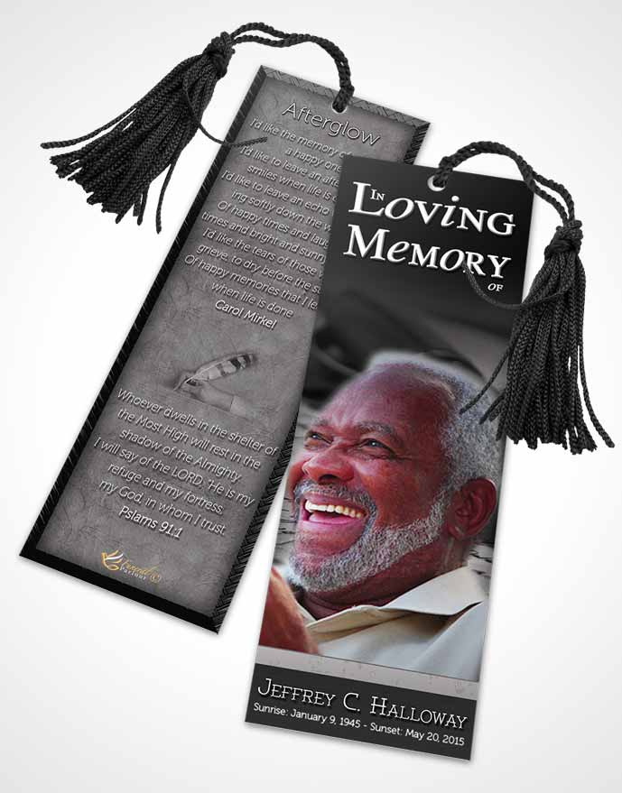 Funeral Bookmark Template Black and White Writer