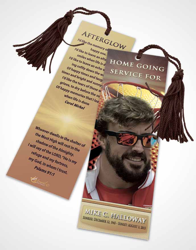 Funeral Bookmark Template Blissful Basketball Honor