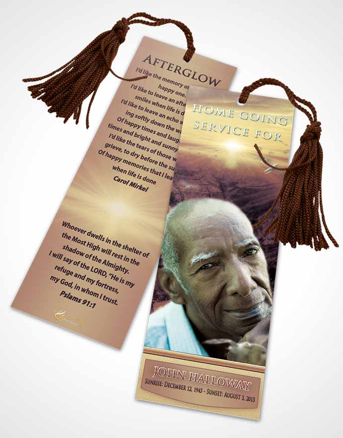 Funeral Bookmark Template Blissful Canyon Escape