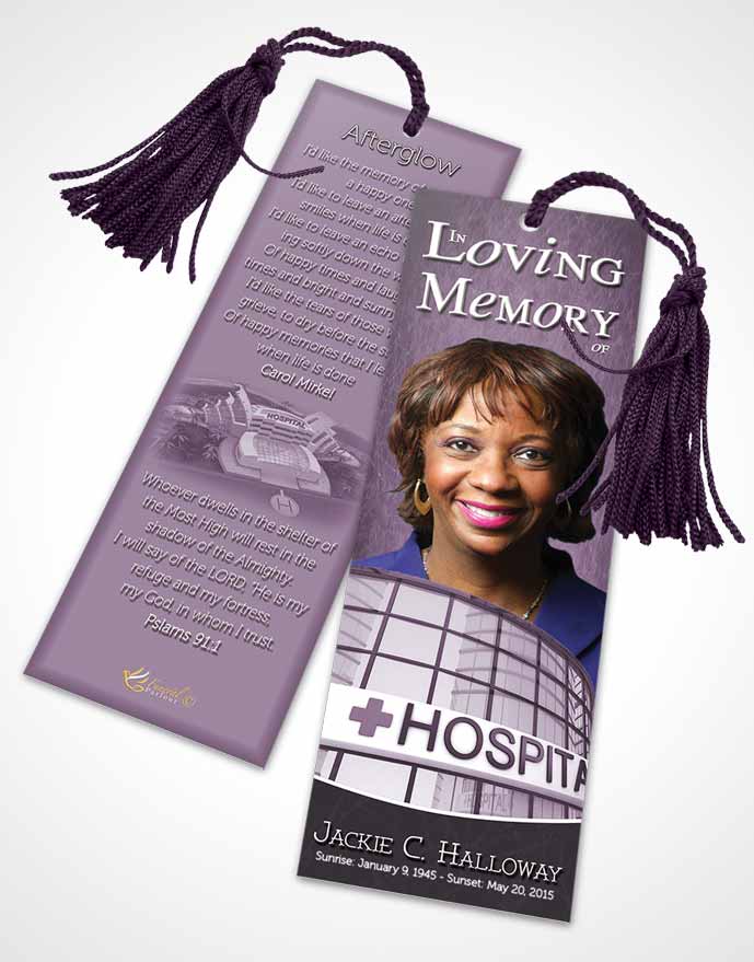 Funeral Bookmark Template Blissful Lavender Nurse