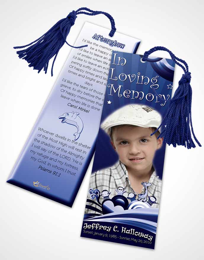 Funeral Bookmark Template Blue Eyes Childs Journey
