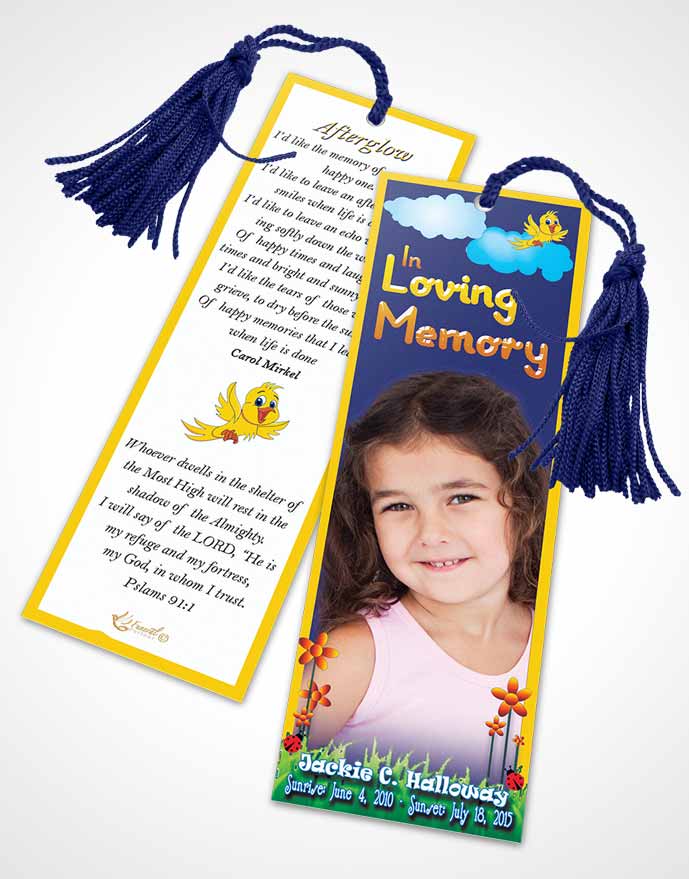 Funeral Bookmark Template Blue Mountains Childs Dream
