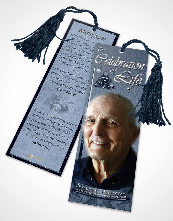 Funeral Bookmark Template Blue Waters Billiards Desire