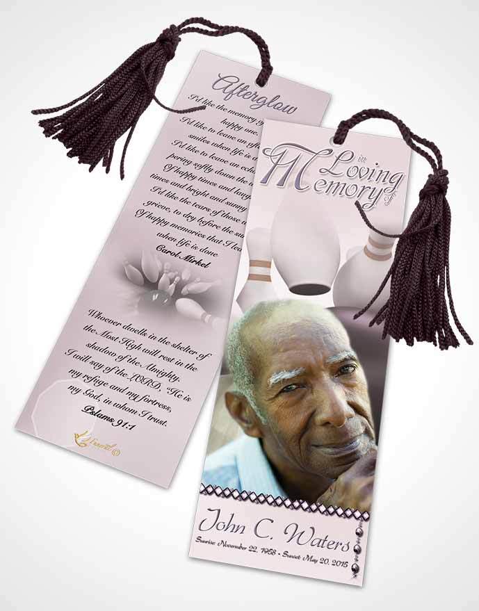 Funeral Bookmark Template Bowling Days Autumn Sky