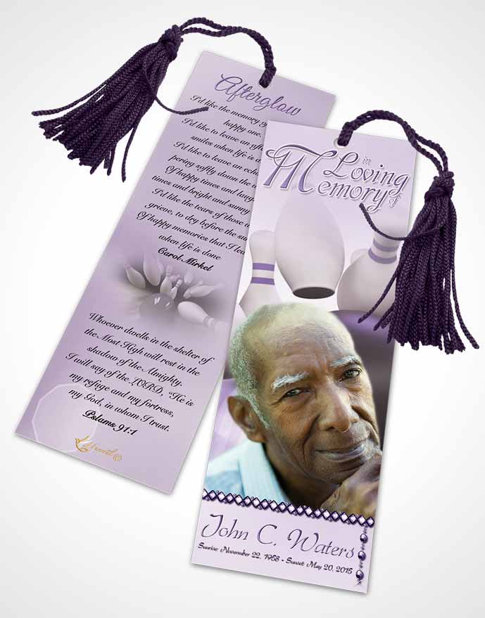 Funeral Bookmark Template Bowling Days Lavender Honor