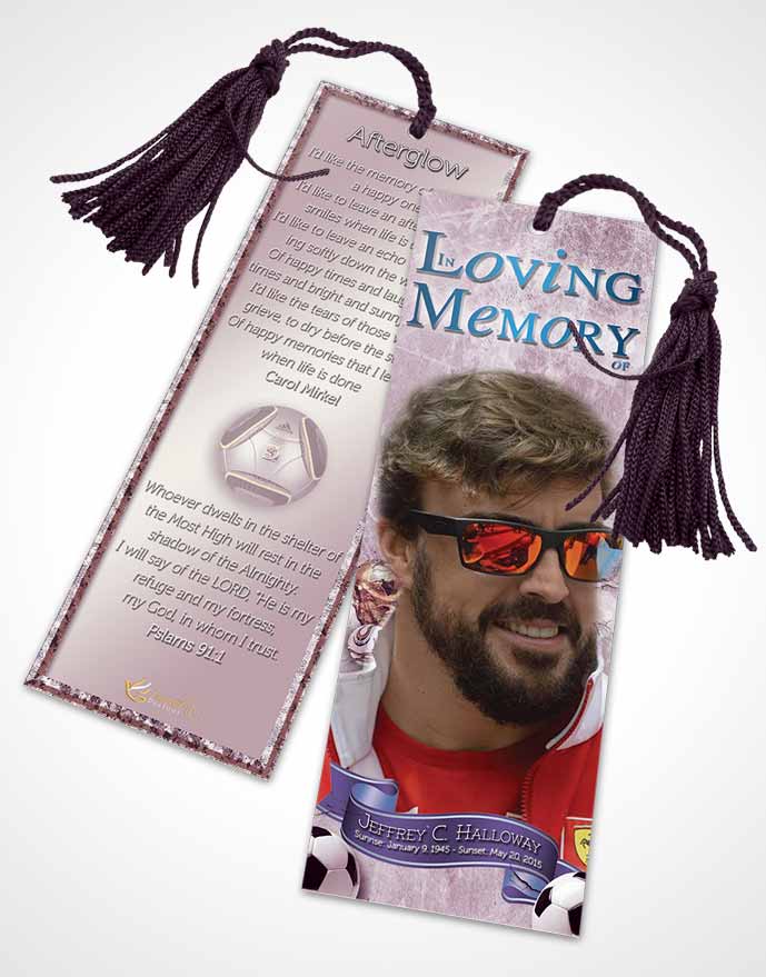 Funeral Bookmark Template Brilliant lavender lover Soccer Superstar