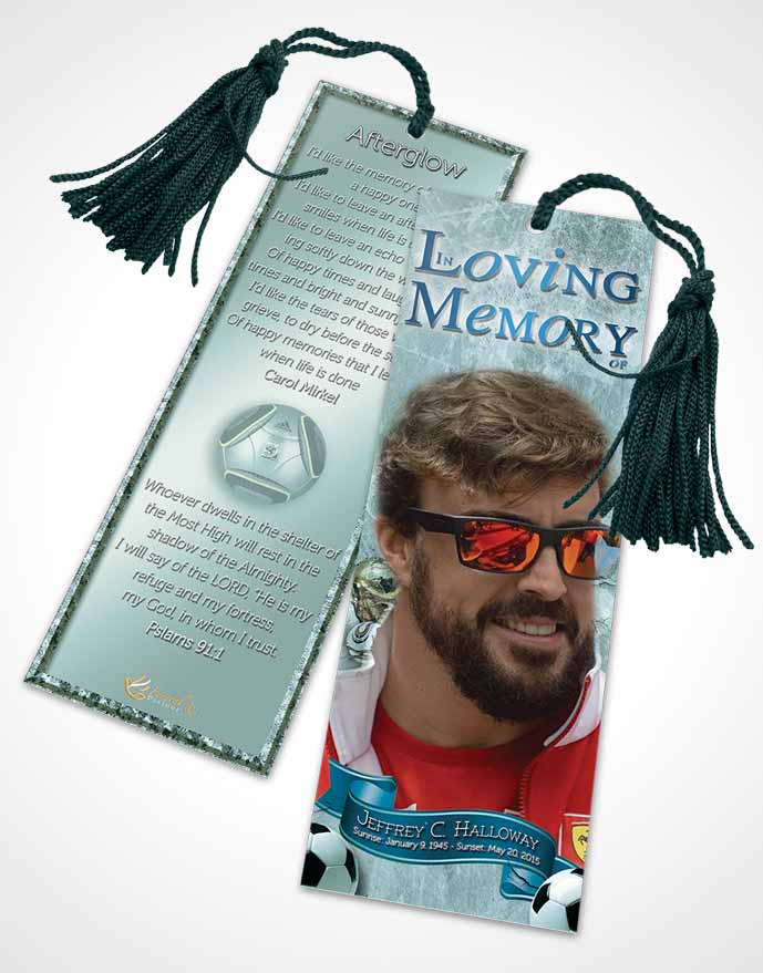 Funeral Bookmark Template Brilliant Ocean Pearl Soccer Superstar