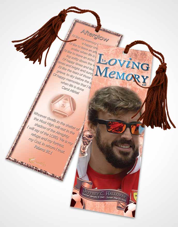 Funeral Bookmark Template Brilliant Ruby Dreams Soccer Superstar