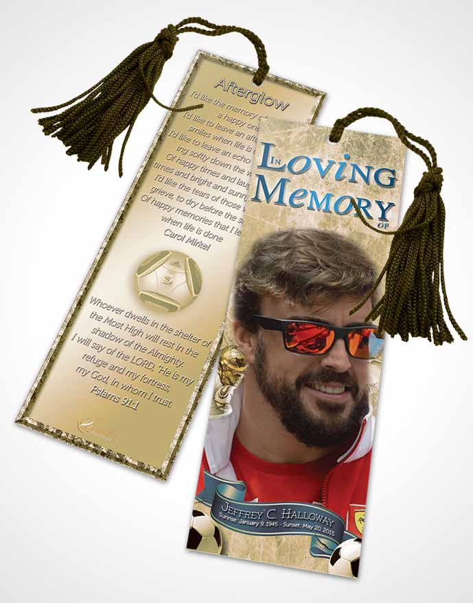 Funeral Bookmark Template Brilliant Soft Serenity Soccer Superstar