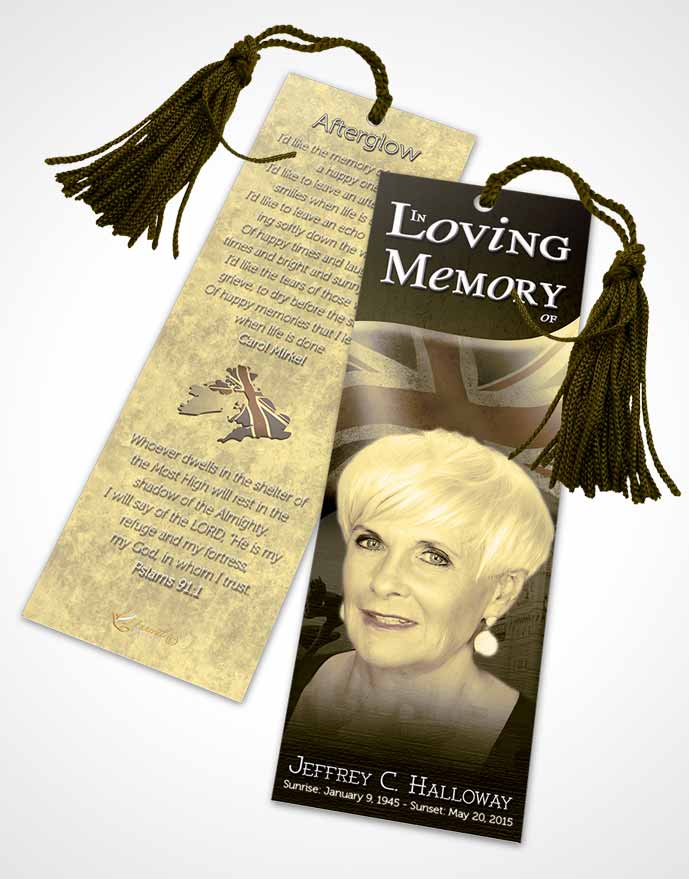 Funeral Bookmark Template British Golden Pride