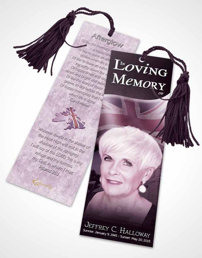 Funeral Bookmark Template British Lavender Pride