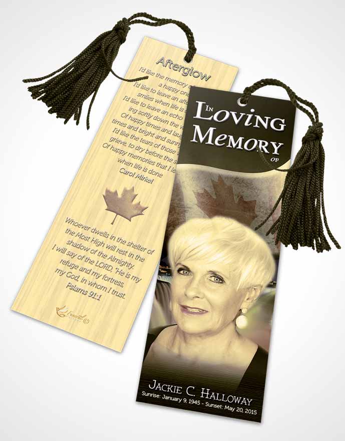 Funeral Bookmark Template Canadian Golden Glow