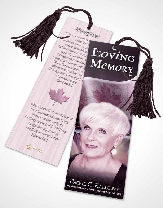 Funeral Bookmark Template Canadian Lavender Glow