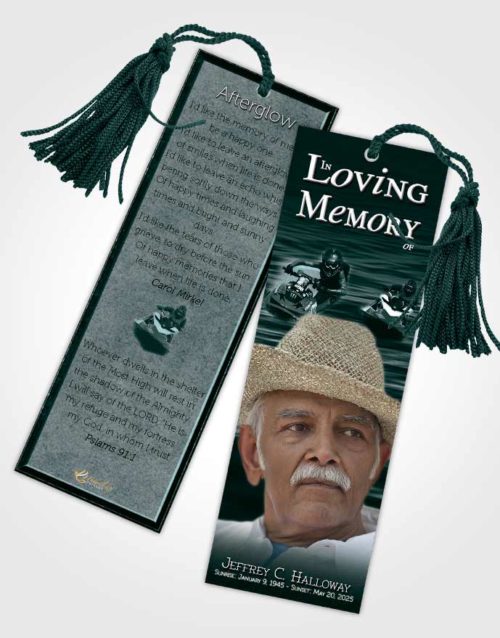Funeral Bookmark Template Clouds of Water Sports