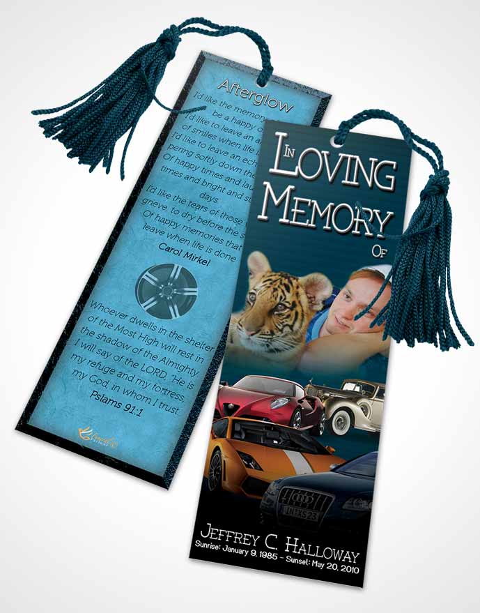 Funeral Bookmark Template Coral Reef Car Enthusiast