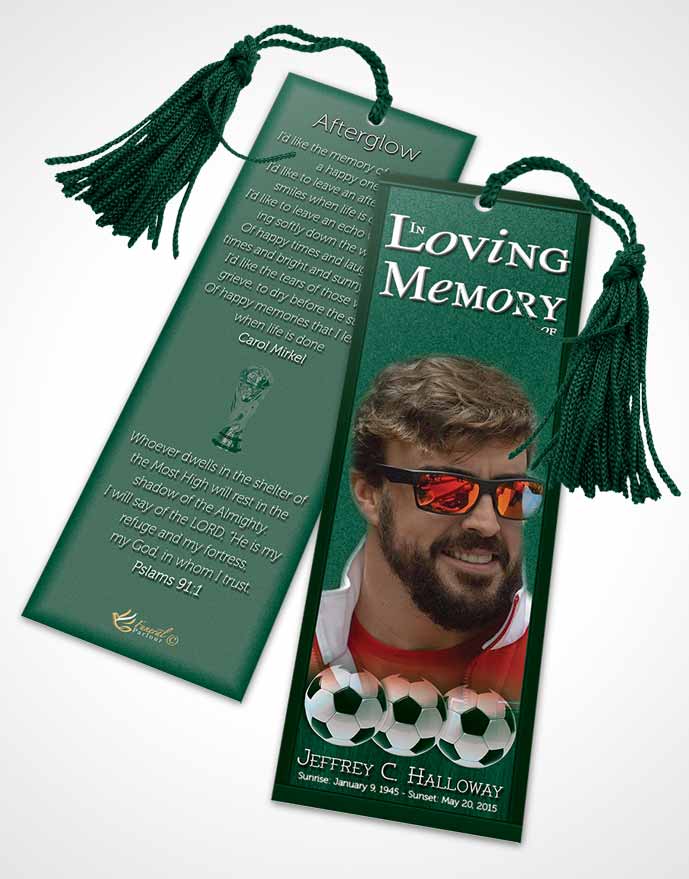 Funeral Bookmark Template Coral Reef Soccer Star