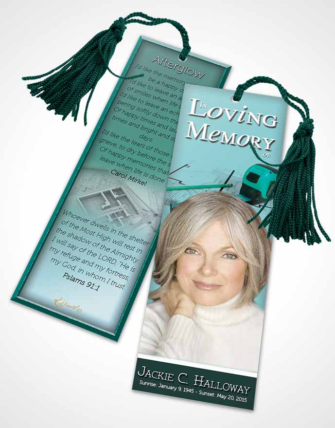 Funeral Bookmark Template Cyan Architect