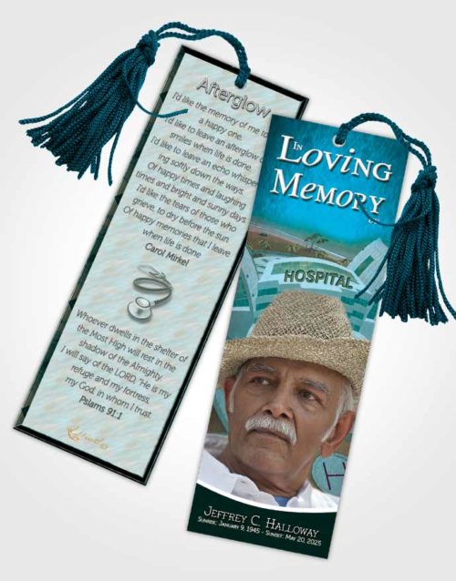 Funeral Bookmark Template Cyan Doctor
