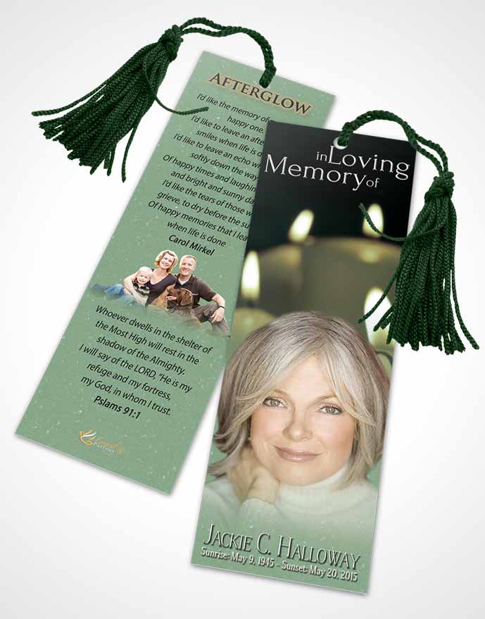 Funeral Bookmark Template Deep Forest Candles In The Wind