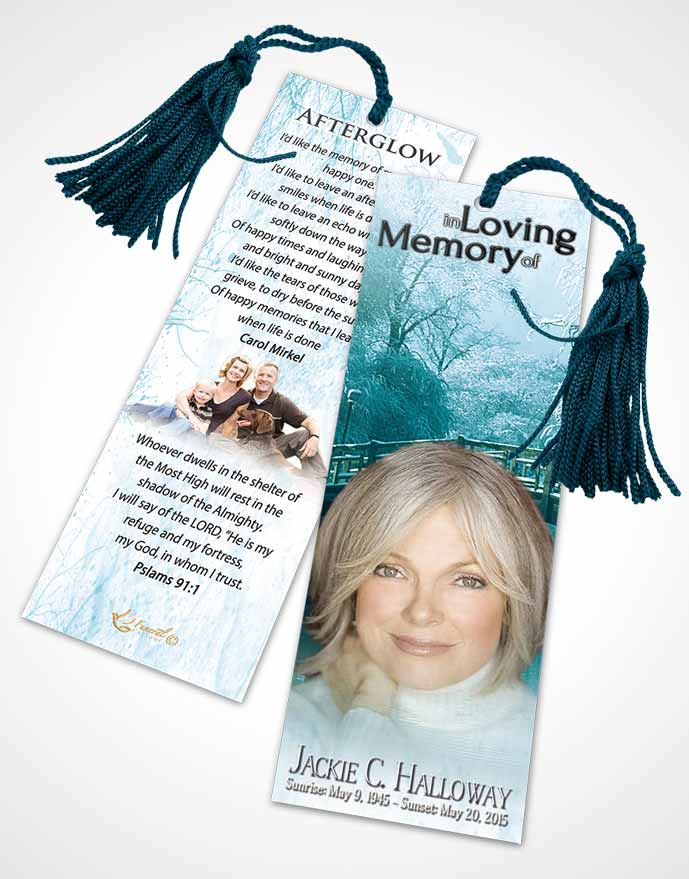 Funeral Bookmark Template Deep Forest Winter Paradise