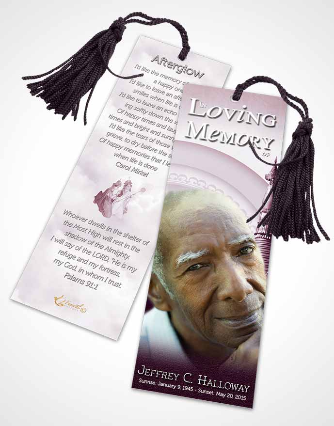Funeral Bookmark Template Deep Lavender Buddhist Faith