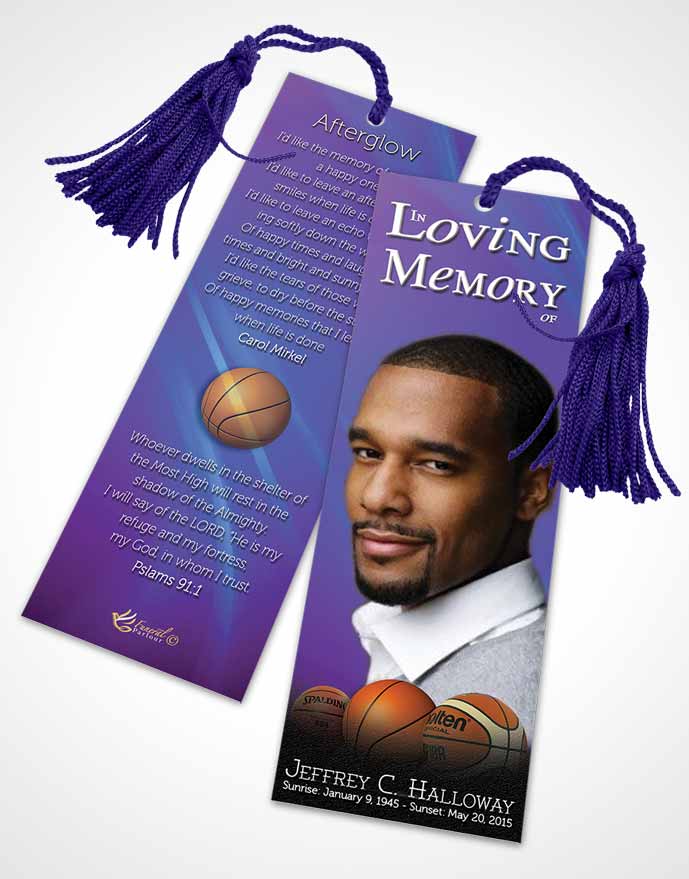 Funeral Bookmark Template Deep Ocean Basketball Lover Dark