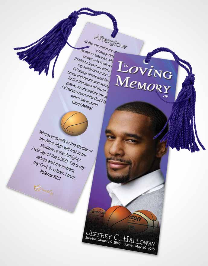 Funeral Bookmark Template Deep Ocean Basketball Lover Light