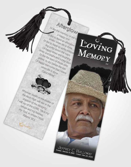 Funeral Bookmark Template Black and White Distant Horizon
