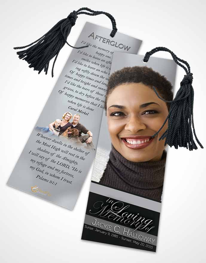 Funeral Bookmark Template Divine Essence Black and White