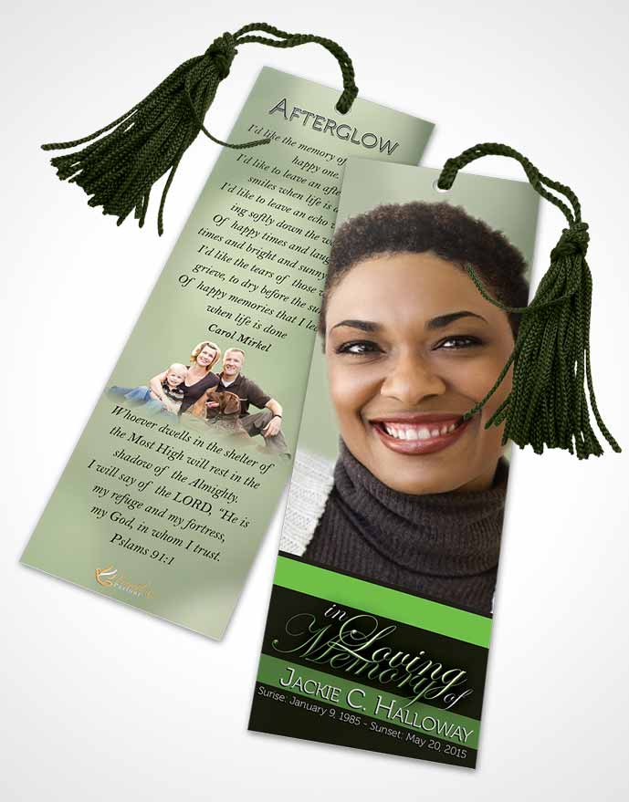 Funeral Bookmark Template Divine Essence Forest Laughter