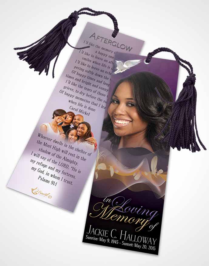Funeral Bookmark Template Divinity Lavender Rain