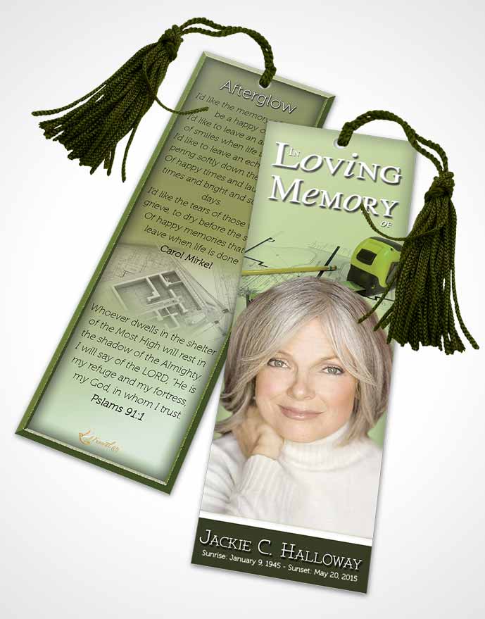 Funeral Bookmark Template Emerald Architect