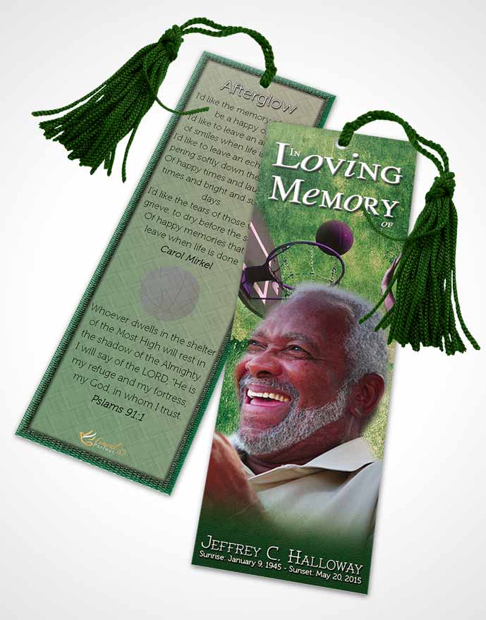 Funeral Bookmark Template Emerald Basketball Star