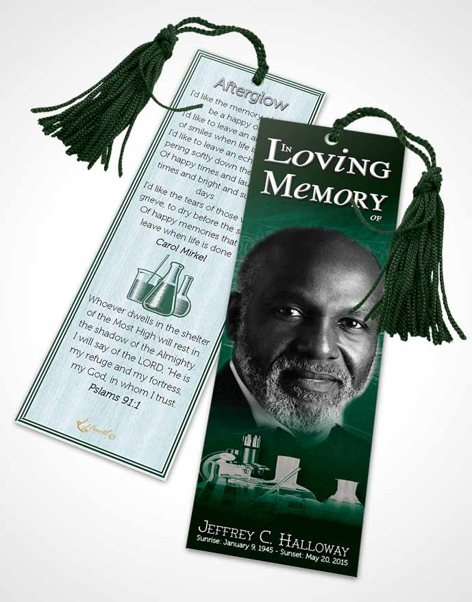 Funeral Bookmark Template Emerald Chemist
