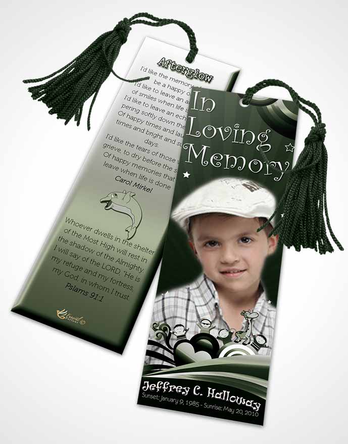Funeral Bookmark Template Emerald Childs Journey
