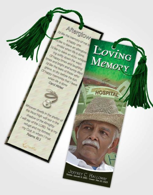 Funeral Bookmark Template Emerald Doctor
