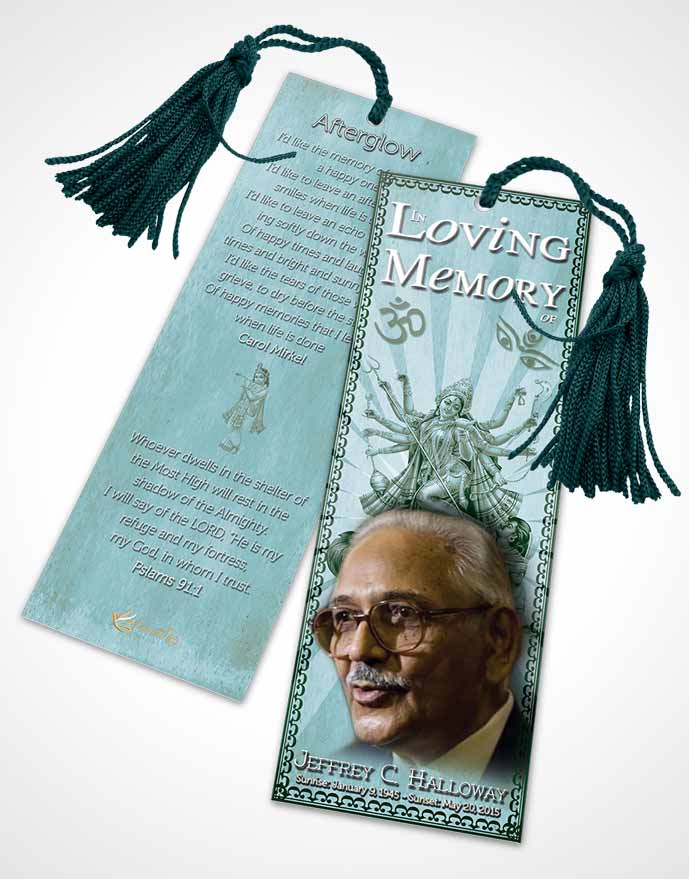 Funeral Bookmark Template Emerald Hindu Faith