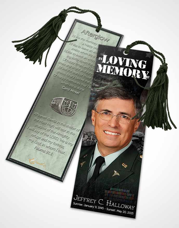 Funeral Bookmark Template Emerald Special Forces Salute